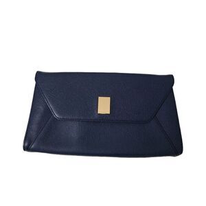 Couronne Womens Clutch Bag Blue Leather Purse Handbag Inside Pockets